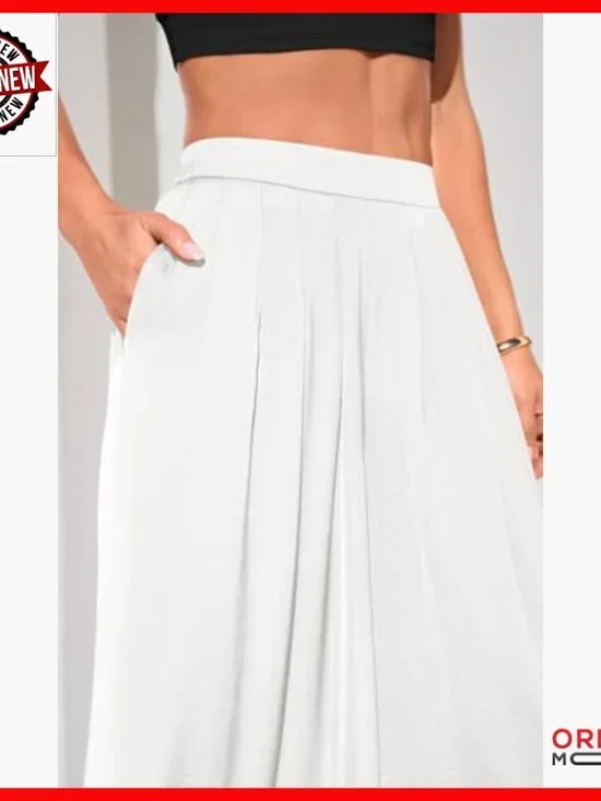 High Waisted Wide Leg Palazzo Pants Loose Fit Flowy Work Lounge - Picture 5 of 7